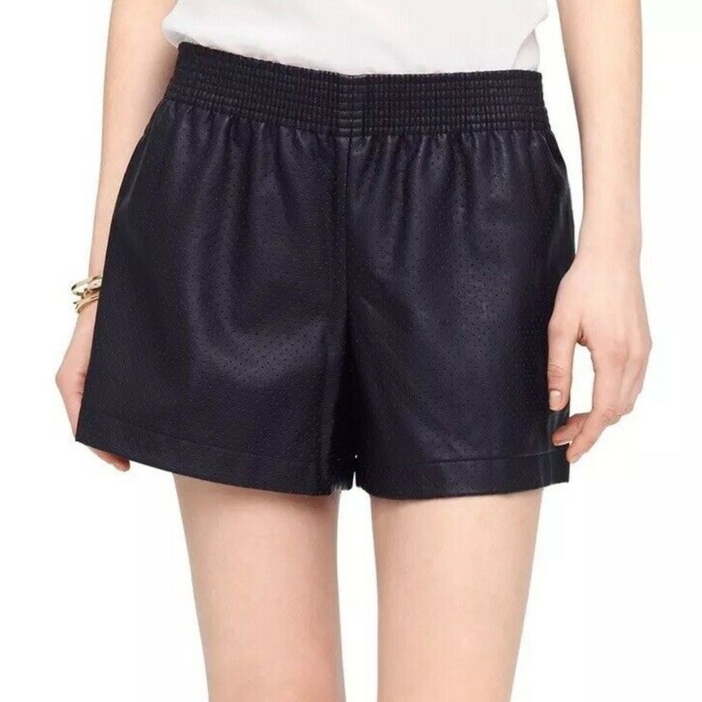 Club Monaco Faux Leather Shorts, Black, Size Small